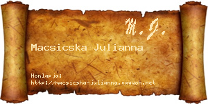 Macsicska Julianna névjegykártya